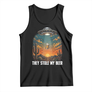 They Stole My Beer Tank Top Funny UFO Abducting Beer Mug Vintage Western Gift
