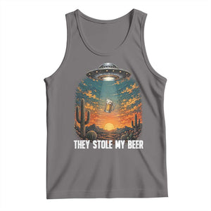 They Stole My Beer Tank Top Funny UFO Abducting Beer Mug Vintage Western Gift