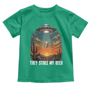 They Stole My Beer Toddler T Shirt Funny UFO Abducting Beer Mug Vintage Western Gift