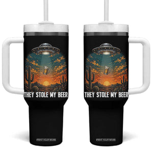 They Stole My Beer Tumbler With Handle Funny UFO Abducting Beer Mug Vintage Western Gift TS12 One Size: 40 oz Black Print Your Wear