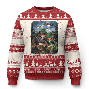 Funny Bigfoot Alien Oktoberfest Ugly Christmas Sweater Selfie Beer Party German Lederhosen UFO Gift
