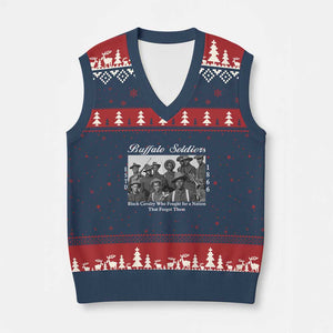 Buffalo Soldiers 1866 African American Cavalry V-Neck Knit Sweater Vest Black History Military Heritage Gift