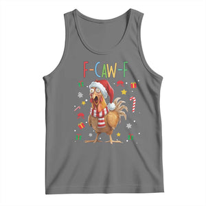 Funny F Caw F Chicken Joke Gift Tank Top Christmas Gift TS12 Black Heather Print Your Wear