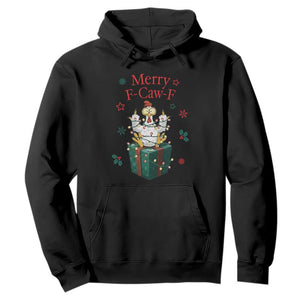 Merry F-Caw-F Chicken Hoodie Funny Christmas Gift TS12 Black Print Your Wear