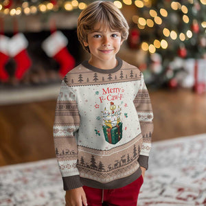 Merry F-Caw-F Chicken Ugly Christmas Sweater Funny Xmas Gift TS12 Mocha Mousse Print Your Wear