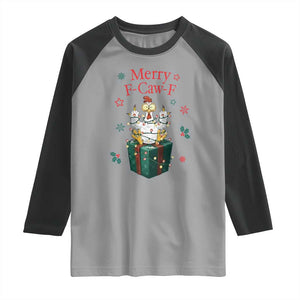 Merry F-Caw-F Chicken Raglan Shirt Funny Christmas Gift TS12 Sport Gray Black Print Your Wear