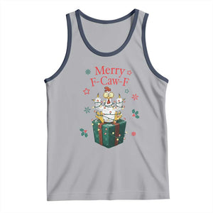 Merry F-Caw-F Chicken Tank Top Funny Christmas Gift TS12 Athletic Heather Navy Print Your Wear