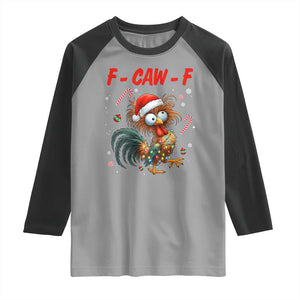 Funny F Caw F Chicken Meme Raglan Shirt Christmas Gift TS12 Sport Gray Black Print Your Wear
