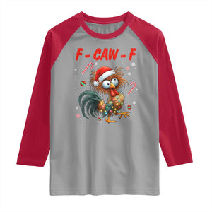 Funny F Caw F Chicken Meme Raglan Shirt Christmas Gift TS12 Sport Gray Red Print Your Wear