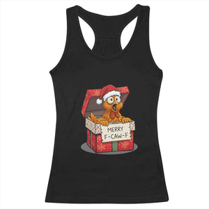 Merry F Caw F Santa Chicken Racerback Tank Top Funny Christmas Gift TS12 Black Print Your Wear