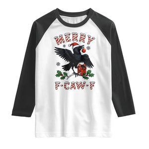 Merry F Caw F Raven Lover Raglan Shirt Funny Holidays Gift TS12 White Black Print Your Wear