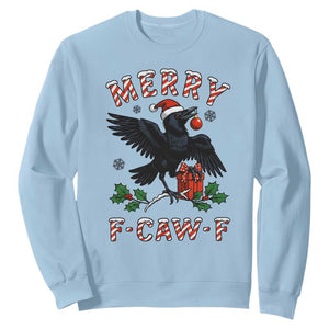 Merry F Caw F Raven Lover Sweatshirt Funny Holidays Gift TS12 Light Blue Print Your Wear