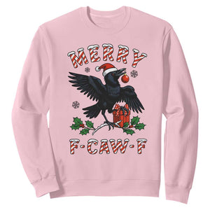 Merry F Caw F Raven Lover Sweatshirt Funny Holidays Gift TS12 Light Pink Print Your Wear