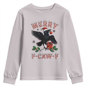 Merry F Caw F Raven Lover Youth Sweatshirt Funny Holidays Gift TS12 Ice Gray Print Your Wear