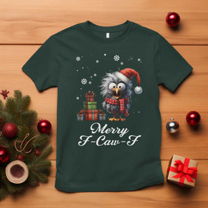 Merry F Caw F Raven Lover T Shirt Funny Christmas Gift TS12 Dark Forest Green Print Your Wear