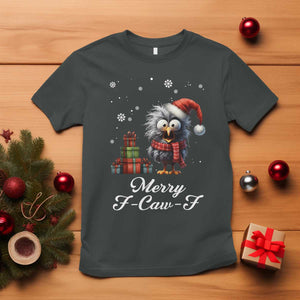Merry F Caw F Raven Lover T Shirt Funny Christmas Gift TS12 Dark Heather Print Your Wear