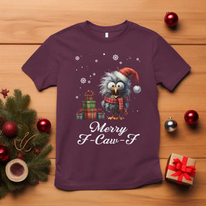 Merry F Caw F Raven Lover T Shirt Funny Christmas Gift TS12 Maroon Print Your Wear
