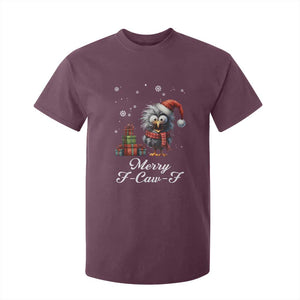 Merry F Caw F Raven Lover T Shirt For Kid Funny Christmas Gift TS12 Maroon Print Your Wear