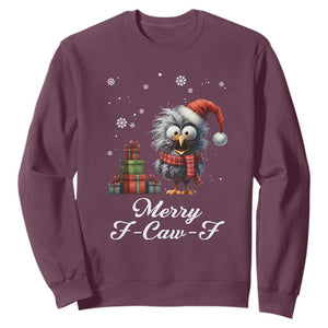 Merry F Caw F Raven Lover Sweatshirt Funny Christmas Gift TS12 Maroon Print Your Wear