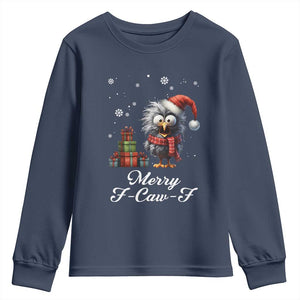 Merry F Caw F Raven Lover Youth Sweatshirt Funny Christmas Gift TS12 Navy Print Your Wear