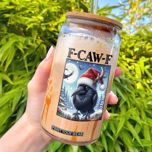 F Caw F Christmas Raven Glass Can Funny Bird Lover Gift TS12 White Print Your Wear