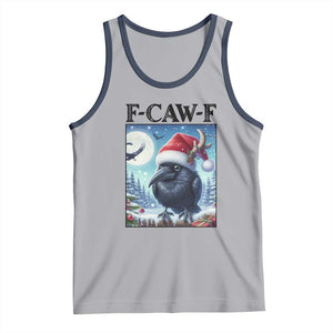 F Caw F Christmas Raven Tank Top Funny Bird Lover Gift TS12 Athletic Heather Navy Print Your Wear