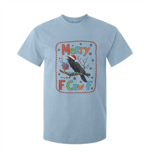 Funny Christmas Santa Raven T Shirt For Kid Merry F Caw F Joke Gift TS12 Light Blue Print Your Wear