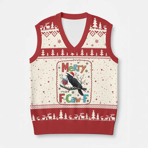 Funny Xmas Santa Raven V-Neck Knit Sweater Vest Merry F Caw F Joke Gift TS12 Beige Red Print Your Wear