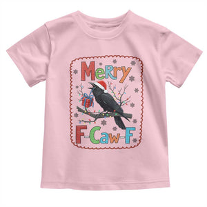 Funny Christmas Santa Raven Toddler T Shirt Merry F Caw F Joke Gift TS12 Light Pink Print Your Wear