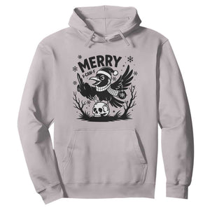 Merry F Caw F Christmas Raven Hoodie Funny Holiday Gift TS12 Ice Gray Print Your Wear