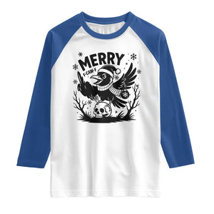 Merry F Caw F Christmas Raven Raglan Shirt Funny Holiday Gift TS12 White Royal Print Your Wear