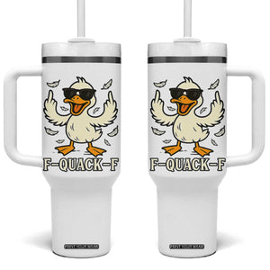 Funny F Quack F Silly Duck Sarcastic Joke Gift Tumbler With Handle TS12 One Size: 40 oz White Print Your Wear