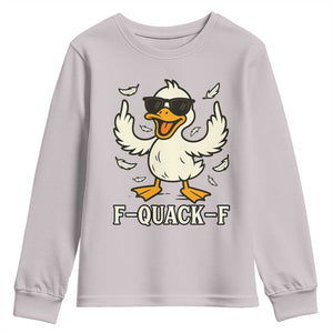 Funny F Quack F Silly Duck Sarcastic Joke Gift Youth Sweatshirt TS12 Ice Gray Print Your Wear
