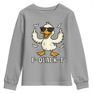 Funny F Quack F Silly Duck Sarcastic Joke Gift Youth Sweatshirt TS12 Sport Gray Print Your Wear
