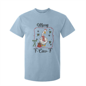 Merry F Caw F Duck Sarcastic Joke Gift T Shirt For Kid Funny Christmas Gift TS12 Light Blue Print Your Wear