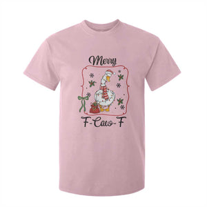 Merry F Caw F Duck Sarcastic Joke Gift T Shirt For Kid Funny Christmas Gift TS12 Light Pink Print Your Wear