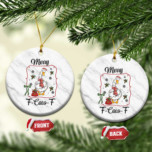 Merry F Caw F Duck Sarcastic Joke Gift Ceramic Ornament Funny Xmas Gift TS12 1pc White Marble Print Your Wear