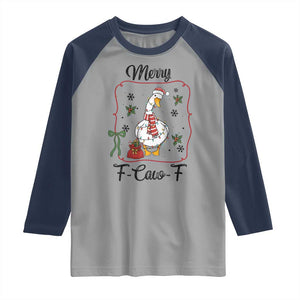 Merry F Caw F Duck Sarcastic Joke Gift Raglan Shirt Funny Christmas Gift TS12 Sport Gray Navy Print Your Wear