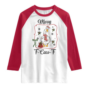 Merry F Caw F Duck Sarcastic Joke Gift Raglan Shirt Funny Christmas Gift TS12 White Red Print Your Wear