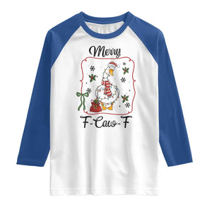 Merry F Caw F Duck Sarcastic Joke Gift Raglan Shirt Funny Christmas Gift TS12 White Royal Print Your Wear