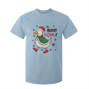 Merry F Caw F Duck Lover T Shirt For Kid Funny Christmas Gift TS12 Light Blue Print Your Wear