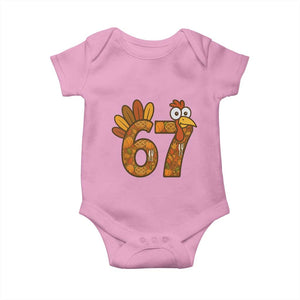 Six And Seven Meme Turkey Baby Onesie Funny Thanksgiving Gift TS12 Light Pink Print Your Wear