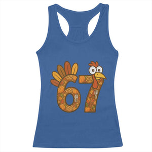Six And Seven Meme Turkey Racerback Tank Top Funny Thanksgiving Gift TS12 Royal Blue Print Your Wear