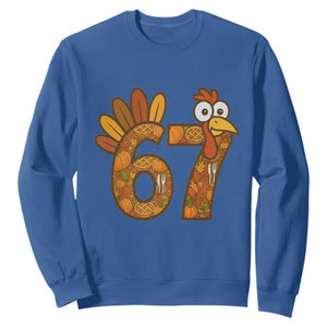 Six And Seven Meme Turkey Sweatshirt Funny Thanksgiving Gift TS12 Royal Blue Print Your Wear