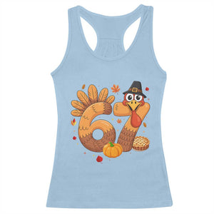 Funny Turkey Six And Seven Meme Racerback Tank Top Thanksgiving Gift TS12 Light Blue Print Your Wear