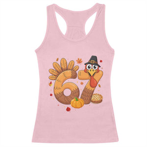 Funny Turkey Six And Seven Meme Racerback Tank Top Thanksgiving Gift TS12 Light Pink Print Your Wear
