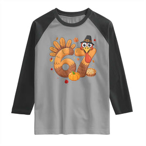 Funny Turkey Six And Seven Meme Raglan Shirt Thanksgiving Gift TS12 Sport Gray Black Print Your Wear