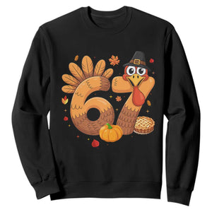 Funny Turkey Six And Seven Meme Sweatshirt Thanksgiving Gift TS12 Black Print Your Wear
