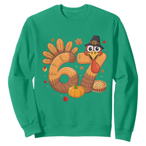 Funny Turkey Six And Seven Meme Sweatshirt Thanksgiving Gift TS12 Irish Green Print Your Wear