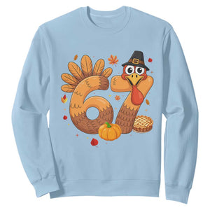 Funny Turkey Six And Seven Meme Sweatshirt Thanksgiving Gift TS12 Light Blue Print Your Wear